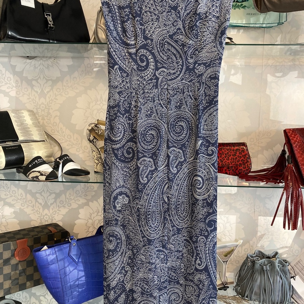 Etro Milano Blue Paisley Midi Dress – Size 42
